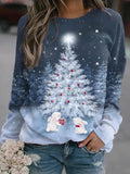 Women's Christmas Trees Print Long Sleeve Top