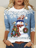 Christmas Women's Snowman Snowflake Long Sleeve