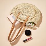 Cutout Floral Woven Shoulder Bag
