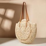 Cutout Floral Woven Shoulder Bag