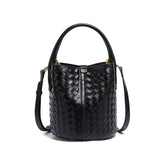 Handmade Woven Solid Color Bucket Bag
