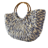 Blue and White Straw Woven Bag Women's Bag