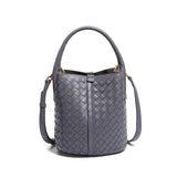 Handmade Woven Solid Color Bucket Bag