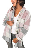 Women's Plaid Shirt Pocket Casual Jacket