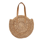 Cutout Floral Woven Shoulder Bag