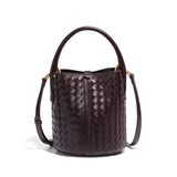 Handmade Woven Solid Color Bucket Bag