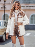 Winter Thick Spliced Lapel Loose Long-sleeved Plush Jacket for Women