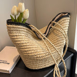 Woven Straw Tote Bag with Handle