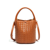 Handmade Woven Solid Color Bucket Bag