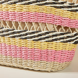 Boho Straw Bag with Contrast Stripes