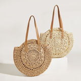 Cutout Floral Woven Shoulder Bag