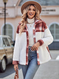 Winter Thick Spliced Lapel Loose Long-sleeved Plush Jacket for Women