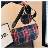 Women's Autumn and Winter Woolen Plaid Square Bag