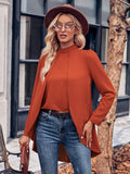 Trendy Solid Color Half Turtle Collar Long Sleeve Fake Two Piece Shirt for Women