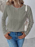 Round Neck Lace Hollow Casual T-shirt