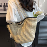 Woven Straw Tote Bag with Handle