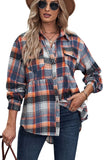 Lapel Long Sleeve Pocket Casual Plaid Shirt