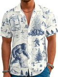 Tropical Shirt Button Shirt Holiday Casual Animal Print Short Sleeve Shirt for Men