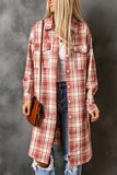 Women's Mid-length Plaid Printed Lapel Coat