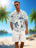 Tropical Shirt Button Shirt Holiday Casual Animal Print Short Sleeve Shirt for Men