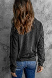Gray Quilted Patch Half Zipper Sweatshirt