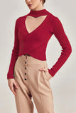 Autumn Outfits Surplice V Neck Rib Knit Long Sleeves Top