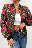 Front Open Zipper Floral Baseball Jacket winter outfits Coat