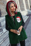 Women's Hooded Sleeveless Loose Casual Christmas Buttonless Fleece Jacket