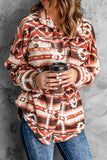 Pink Tribal Print Pocket Buttoned Sherpa Winter Outfits Jacket