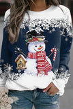 Women Christmas Cute Funny Snowman Graphic Sweatshirt Merry Christmas Snowflake Graphic Print Long Sleeve Pullover Tops
