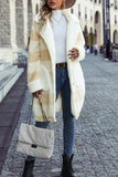 Lapel Plaid Fleece Coat with Pockets
