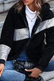 Sequin Patchwork Hooded Fleece Coat