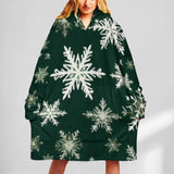 Oversized Wearable Blanket Christmas Print Hoodie With Pocket