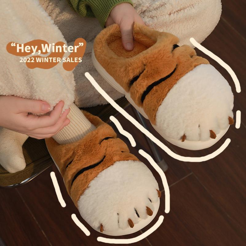 Indoor Warm Cute Tiger Couple Slippers Winter Cotton Slippers