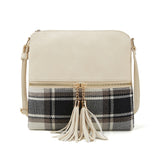 Paziye Plaid Fringed Crossbody Bag