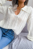 Lapel Collar Cable Knit Pullover Sweaters