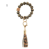 Sunflower Leopard Print Silicone Bead Bracelet Keychain