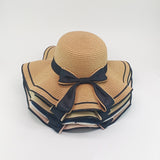 Paziye Big Brim Sun Hat with Wavy Bow Beach Hat