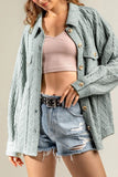 Plain Button Up Cable Knit Coat with Winter Outfits Pockets