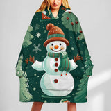 Oversized Wearable Blanket Christmas Print Hoodie With Pocket