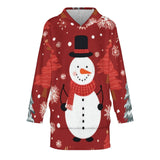 Oversized Wearable Blanket Christmas Print Hoodie With Pocket