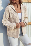 Cable Knit Front Open Hood Cardigan