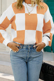 Checked Plaid Knit Pullover Sweater