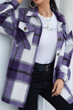 Geometric Plaid Pocketed Buttons Winter Outfits Jackets