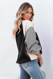 Gray Colorblock Long Sleeve Pullover Fleece Sweatshirt