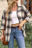 Plaid Front Open Button Raw Trim Autumn Outfits Jackets