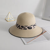 Paziye Straw Bowler Hat Leopard Print Band