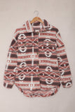 Pink Tribal Print Pocket Buttoned Sherpa Winter Outfits Jacket