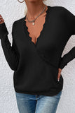 Autumn Outfits Deep V Neck Lace Splicing Knitting Sweater