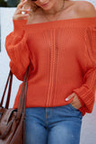 One Shoulder Autumn Outfits Hollow Puff Sleeve Sweater